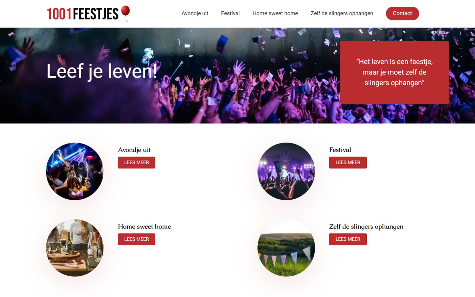 1001 Feestjes website